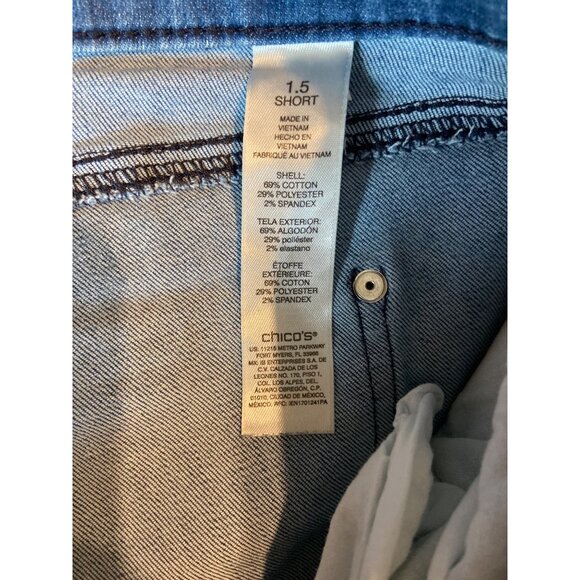 Chicos Straight Leg Jeans 1.5S Blue Leaf Pattern Cotton Blend Womens Pants - Picture 4 of 8